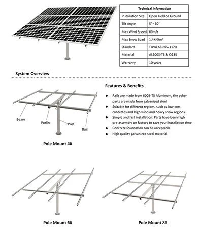 Solar Panel Single Pole Ground Mounting sheet Solar Panel Single Pole Ground Mounting sheet